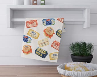 Pano de prato vintage com estampa de manteiga francesa: decoração de cozinha estilo fazenda