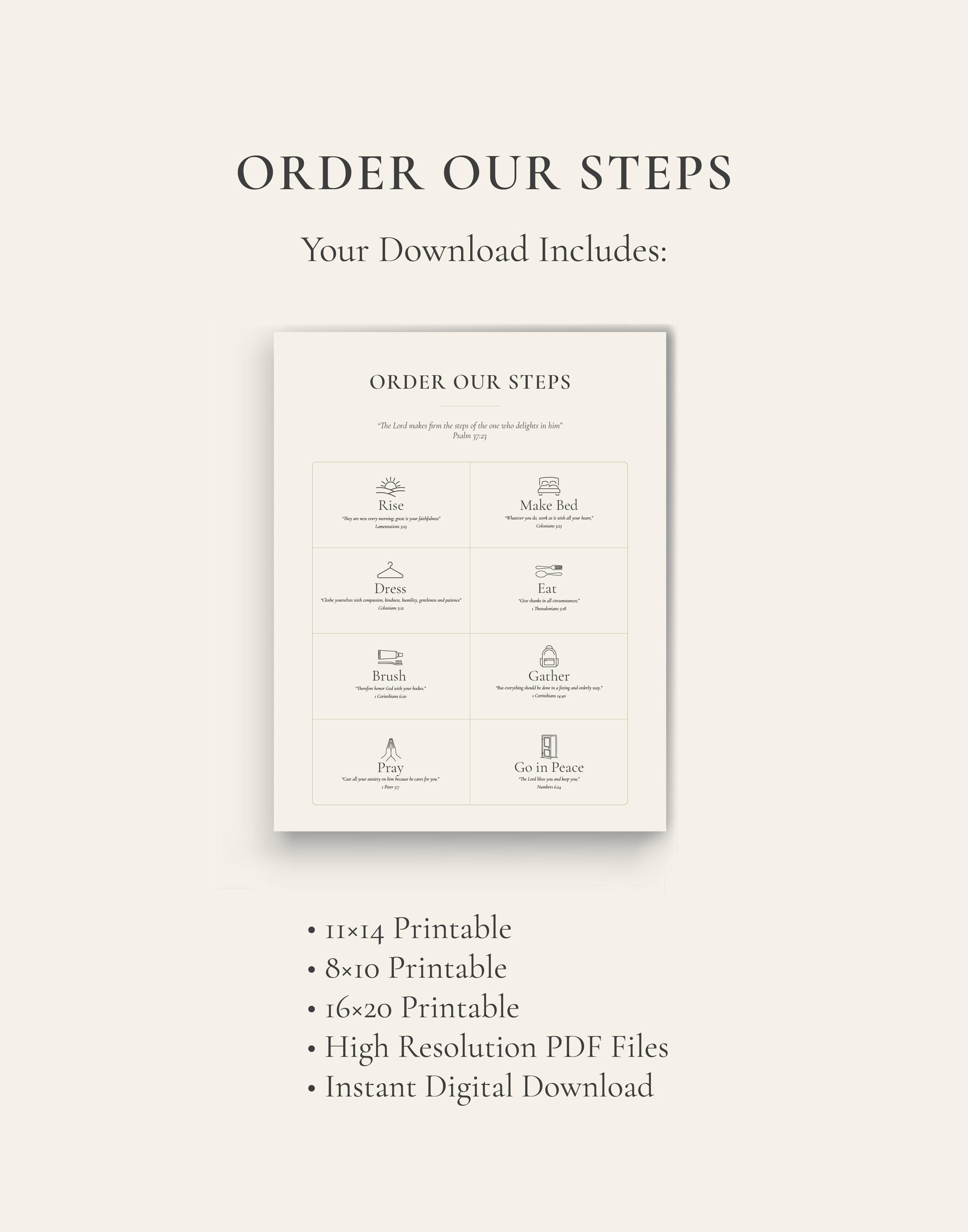 Christian Morning Routine Chart for Kids, Bible Verse Wall Art ...