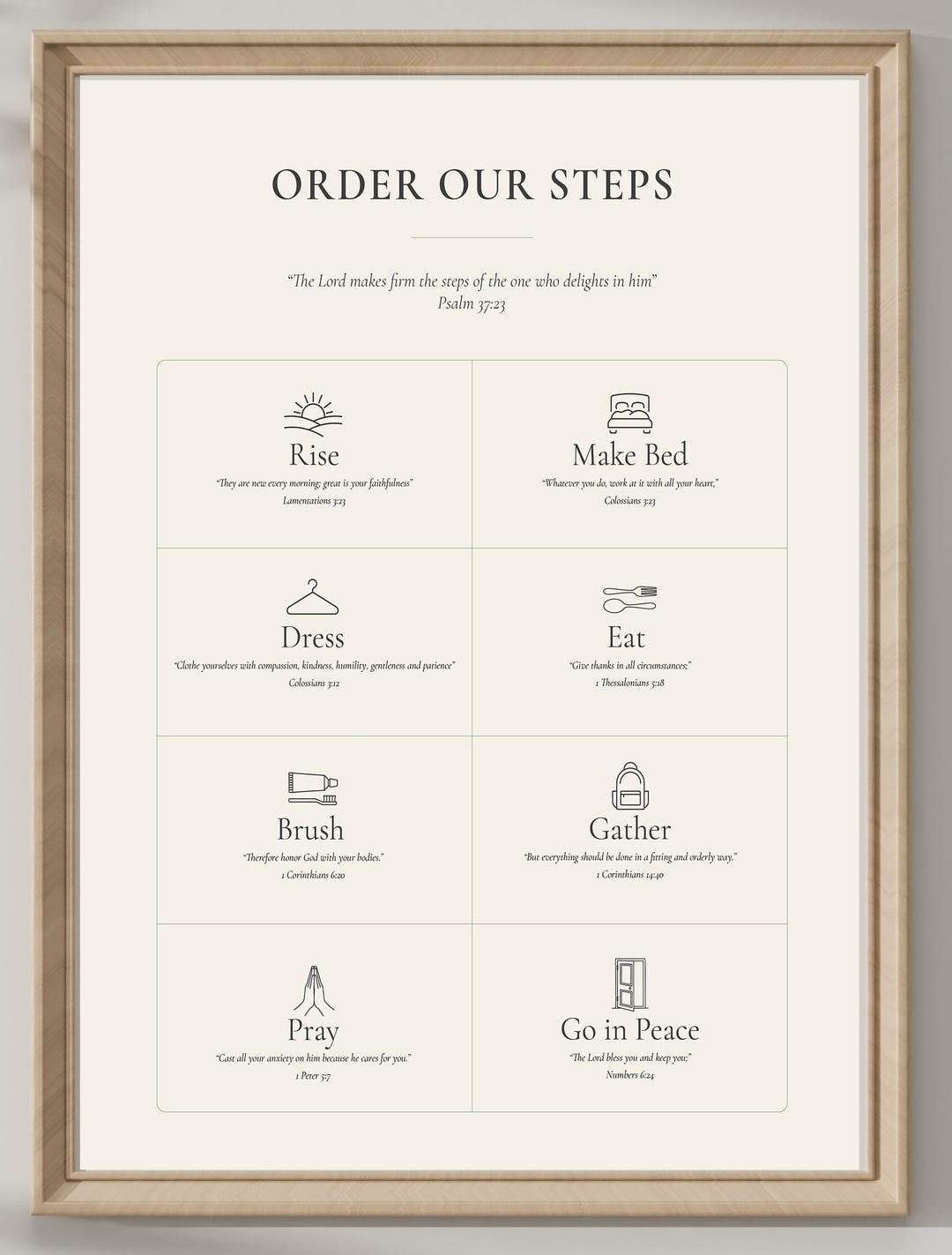 Christian Morning Routine Chart for Kids, Bible Verse Wall Art ...