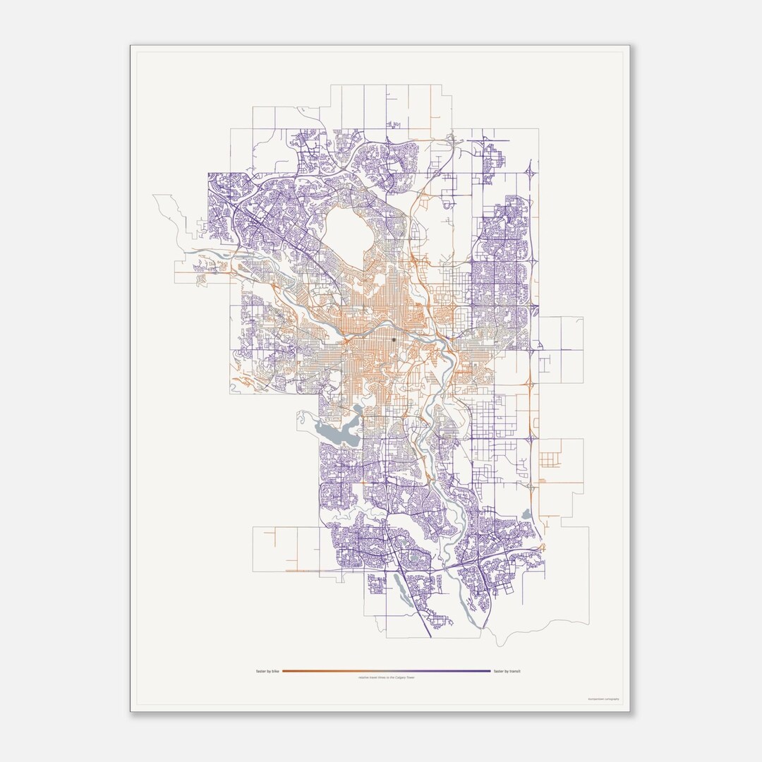 The Shape of Time – Calgary Transit & Cycling Map Urban Data Wall Art ...