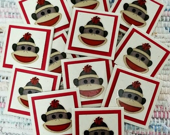 Sock Monkey Mini Notes or Tags  Set of 12