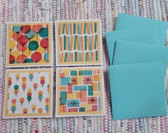 Mini cartes et enveloppes d’anniversaire Ensemble de 4