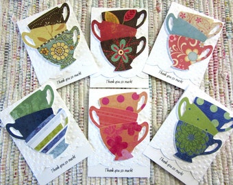 Thank You Cards  Tea Cups  Set of 6