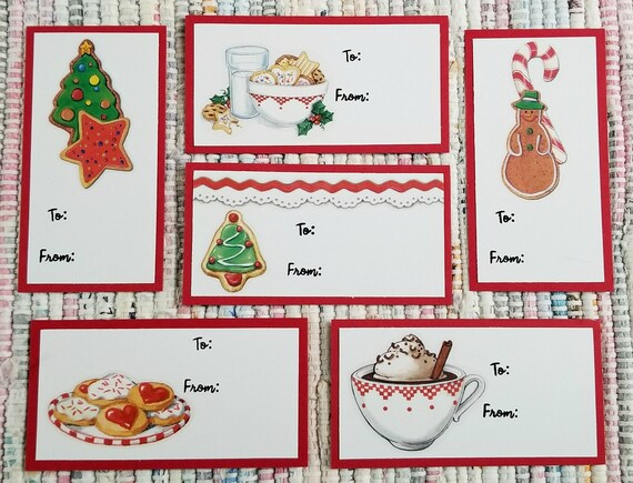 Set of 6 Hang Tags~Elves~Merry Christmas Girls~Gift Tags~Scrapbooks~Card's~#96T 