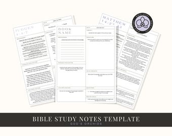Bible Study Template Printable Study Notes Digital Download Customizable Spiritual Journal Planner Faith & Reflection