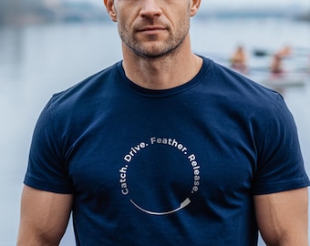 Camiseta con diseño de ciclo de remada / Círculo de captura, impulso y liberación de plumas / Camiseta gráfica de remo / Regalo para atleta de remo / Ropa de regata / Remero