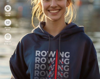 Sudadera con capucha Row As One / Regalo para el equipo de remo / Sudadera universitaria / Sudadera de atleta de remo / Temporada de regatas / Gráfico de barco de tripulación