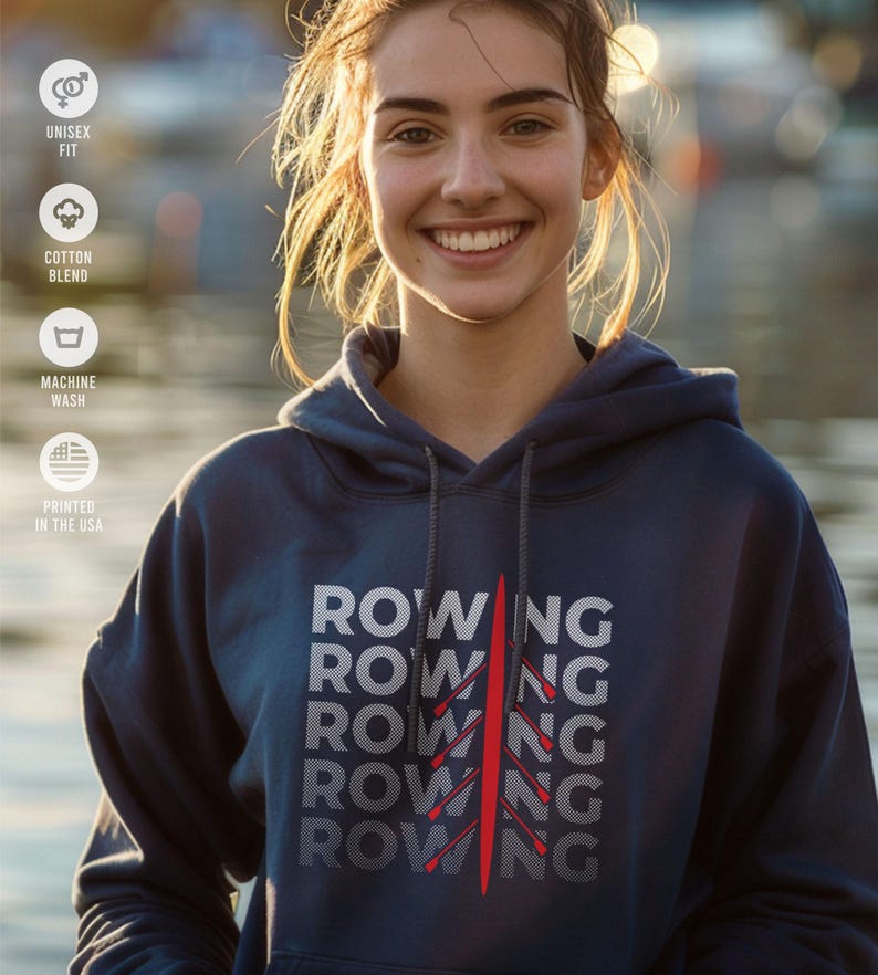 Michigan Rowing Merchandise Row as One Hoodie | Rowing Team Gift | College Crew Pullover | Rower ...