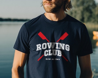 Camiseta del club de remo / Cuello redondo estilo universitario vintage / Remar juntos
