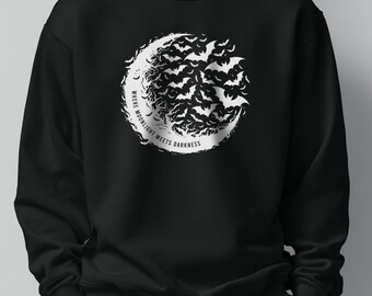 Sudadera "Donde la luz de la luna se encuentra con la oscuridad" / Murciélagos y luna de Halloween