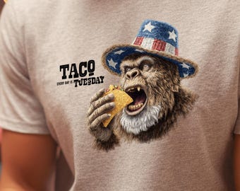 Camiseta Bigfoot Taco Tuesday / Camiseta gráfica divertida de Sasquatch PNW