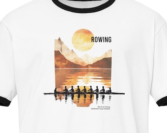 Camiseta vintage de remo con ribete / Camiseta de estilo bohemio para tripulación / El arte de retroceder / Ropa retro de regatas / Regalo para remeros / Camiseta de remo