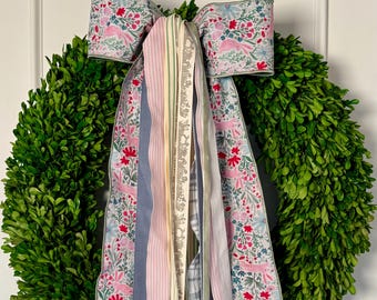Lazo para corona de Pascua / Conjunto de cintas de primavera "Conejito de jardín" / Lazo de lujo en capas pastel / Decoración para puerta de Pascua - 71 cm de largo