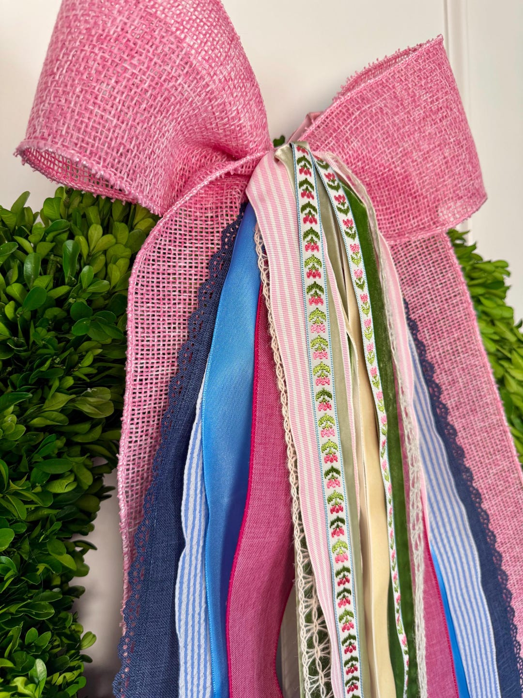Spring Wreath Ribbon | "coastal Tulip" Bow and Ribbon Set |pink Door ...