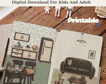 Kit imprimible para casa de muñecas de papel / Libro de actividades