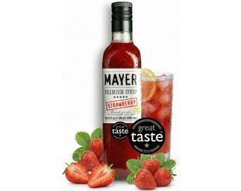 Mayer Strawberry Syrup – Handcrafted, All Natural, Vegan, Gluten Free, Perfect for Coffee, Cocktails & Desserts | Mayer Syrup | 16.9 oz