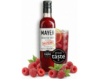 Mayer Raspberry Syrup – Handcrafted, All Natural, Vegan, Gluten Free, Perfect for Cocktails, Coffee & Lemonades | Mayer Syrup | 16.9 oz
