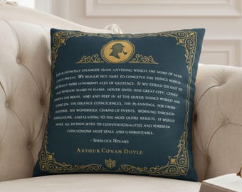 Sherlock Holmes Quote Pillowcase, Vintage Book Style Throw Pillow, Arthur Conan Doyle, Literary Gift for Readers, Classic Mystery Decor