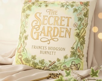 The Secret Garden Pillow Cover, Vintage First Edition Book Cover Decor, Literary Gift for Readers & Book Lovers, Cottagecore Throw Pillow
