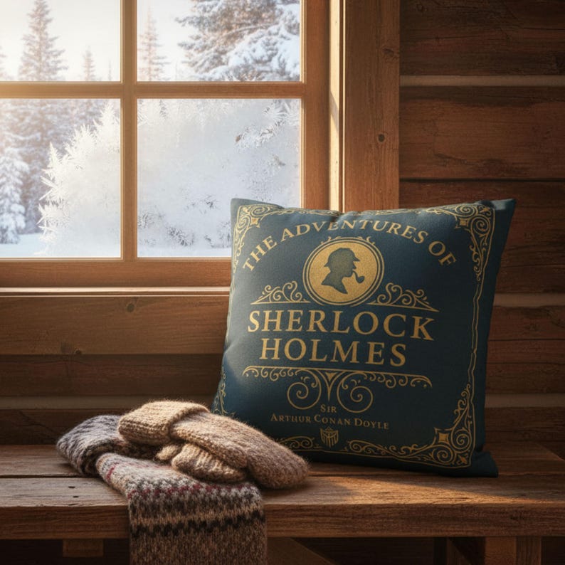 Sherlock Holmes Throw Pillow Cover, Classic Literature Book Lover Gift, Cozy Living Room, Home Décor for Women, Readers, and Mystery Fans image 7