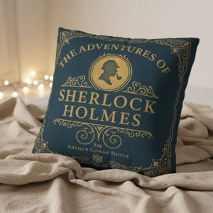Sherlock Holmes Throw Pillow Cover, Classic Literature Book Lover Gift, Cozy Living Room, Home Décor for Women, Readers, and Mystery Fans image 4