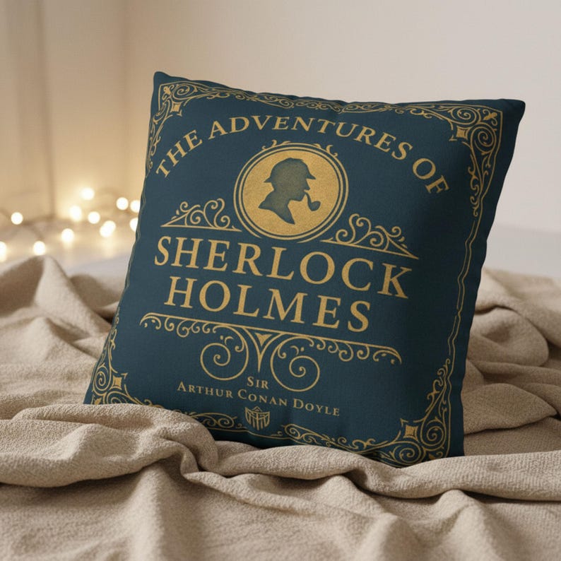 Sherlock Holmes Throw Pillow Cover, Classic Literature Book Lover Gift, Cozy Living Room, Home Décor for Women, Readers, and Mystery Fans image 4