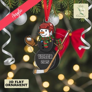 Customized Ice Hockey Christmas Tree Ornament, Hockey Team Christmas Gift, Hockey Team Gift Christmas Ornament,Hockey Stick & Ball Ornaments