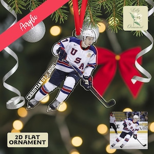 Personalized Hockey Ornament, Custom Name Hockey Players Ornament, Hockey Christmas Ornament, Ice Hockey Keepsake