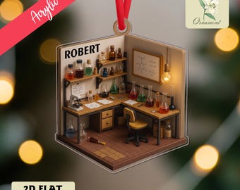Personalized Chemistry Lab Ornament, Scientist Christmas Decoration