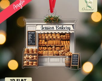 Personalized Baker Christmas Ornament, Bakery Cutout, Sweet Treats Decor