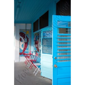 Halki Market - Matted photograph of a colorful storefront in historic Tarpon Springs, Florida