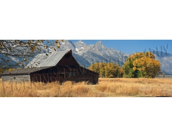 Mormon Barn - Matted photograph of a Mormon homestead in the Grand Tetons National Park.
