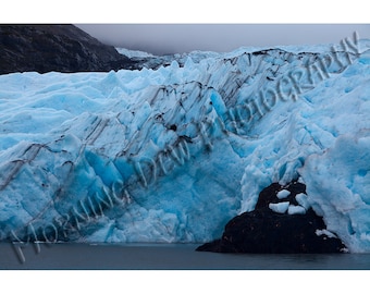 Blue Ice - Matted photograph of Portage Glacier, Alaska