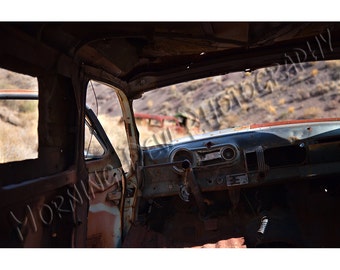 Old Car II -  Matted photograph of an abandoned car in Death Valley National Park