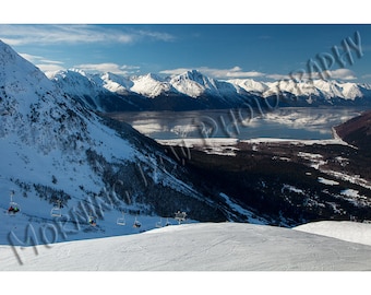 Alyeska View - Matted photograph of the view from Alyeska ski resort in Girdwood, Alaska