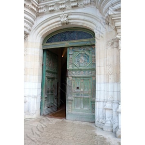 Chateau Door - Matted photograph of an ornate door at Chateau de Chenonceau