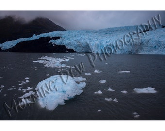 Portage Lake Ice - Matted photograph of Portage Glacier, Alaska