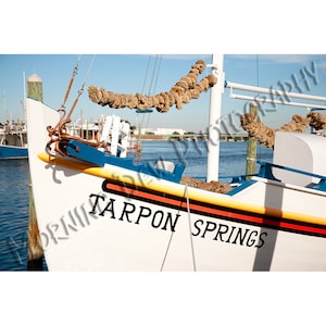 Tarpon Sponge Boat -  Matted photograph of a sponge harvesting boat in Tarpon Springs, Florida
