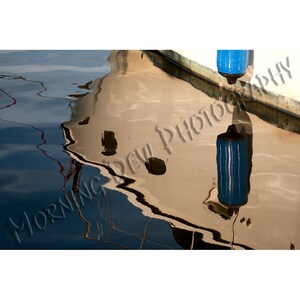 Waterlines -  Matted photograph of a boat reflected in the water in Tarpon Springs, Florida