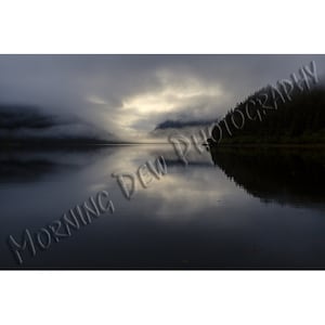 Fox Farm Fog - Photographic print of an evening fog bank settling over the calm waters of Prince William Sound, Alaska