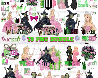 Wicked PNG-bundel, Elphaba & Glinda-clipart (digitale download)