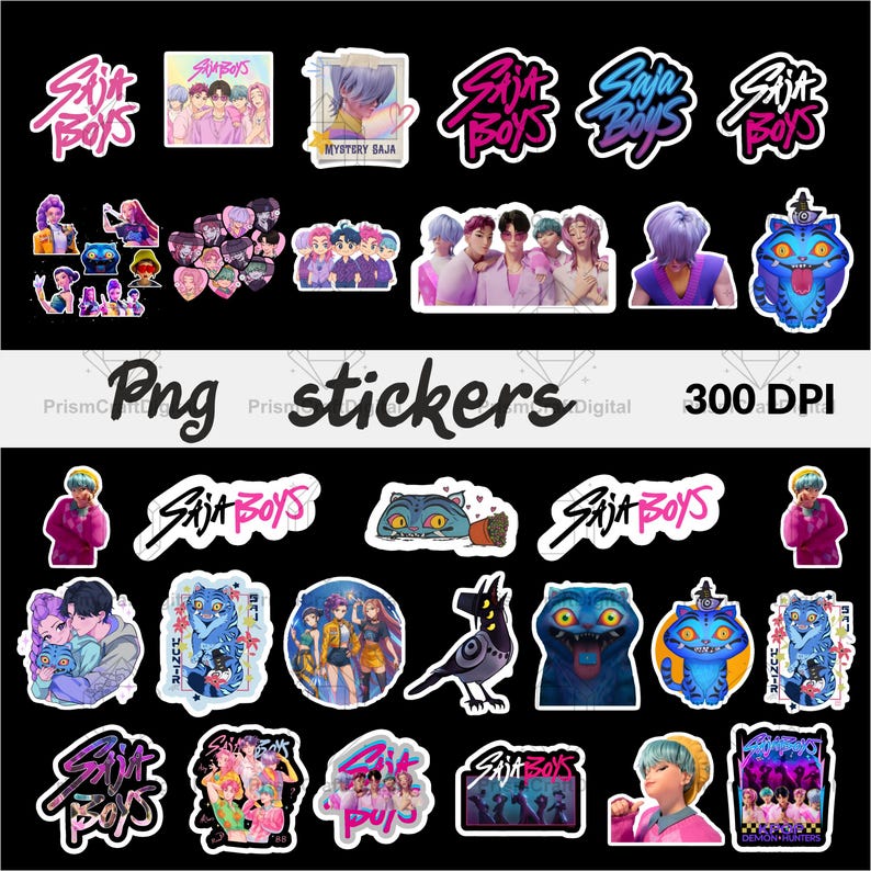 Huntrix PNG+SVG Bundle with Kpop Alphabet, Kpop Clipart-Demon Hunters Clipart Digital Files with Rumi, Mira, Zoey, and Saja-Boys image 14