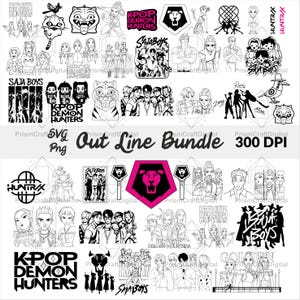 Huntrix PNG+SVG Bundle with Kpop Alphabet, Kpop Clipart-Demon Hunters Clipart Digital Files with Rumi, Mira, Zoey, and Saja-Boys image 13