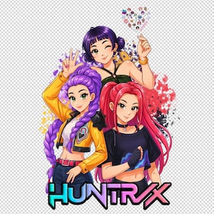 Kpop Huntrix PNG Art | Saja Girls Clipart PNG | Demon Hunters Fan Art | Digital Kpop Shirt Design image 3