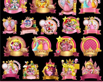 Pacchetto PNG e SVG della Principessa Peach, decorazioni per torte per la festa di compleanno di Mario e Rosalina