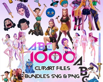 K-Pop Demon Hunters Clipart Bundle | PNG, SVG Files & Fonts (Digital Download)