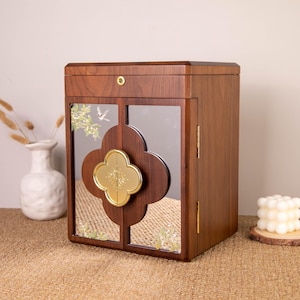 Jewelry box, Large Wooden Jewelry Box with Mirror, Double Door Jewelry Organizer for Women, Personalized Necklace Ring Storage Box