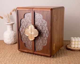 Wooden walnut jewelry box, Custom Jewelry Box, Large Multi-Layer Storage, Gift for Wife Mom