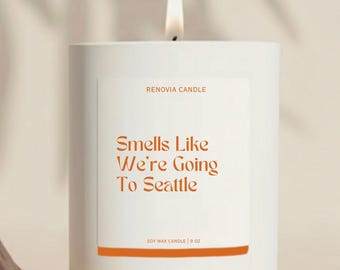Seattle Gift Candle Washington Surprise Trip Destination Reveal Gift for Her Going to Seattle