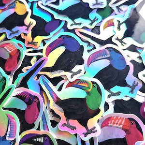 Pride Toucan Stickers: Holographic LGBTQ+ Bird Designs